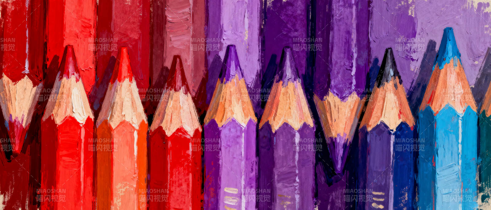 彩色铅笔排列图图片