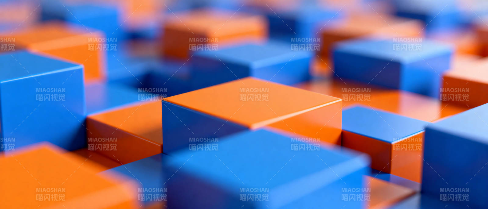蓝橙方块交错排列图片
