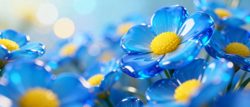蓝色花朵绽放图片