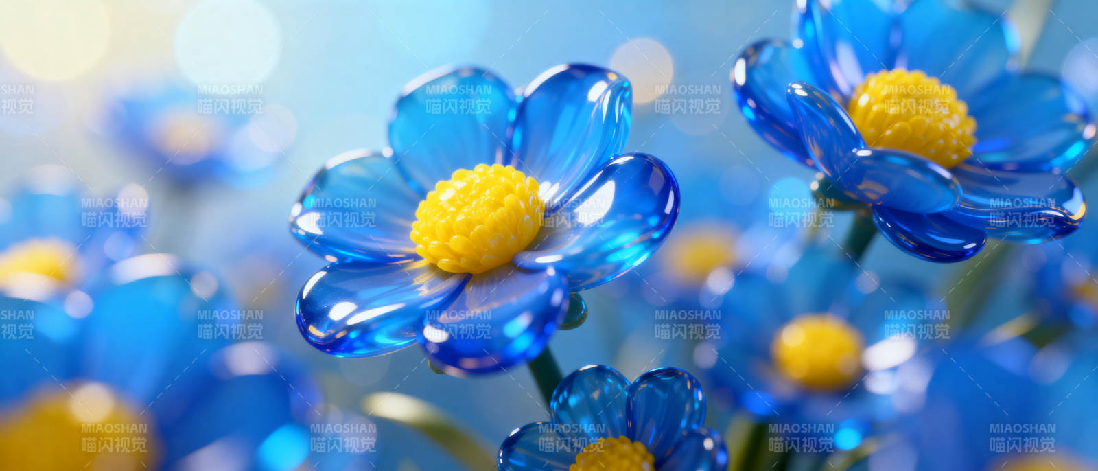 蓝花绽放 晶莹剔透图片