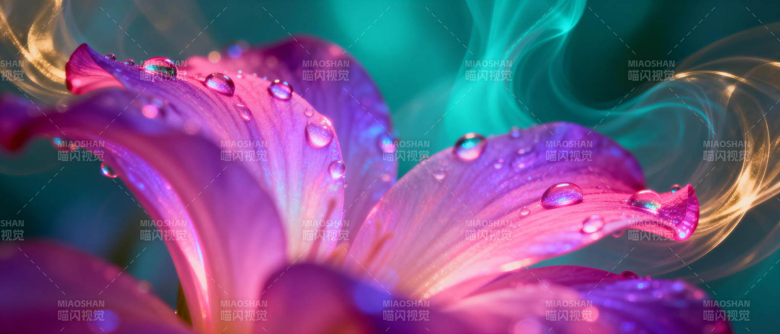 紫花露珠 梦幻光影图片