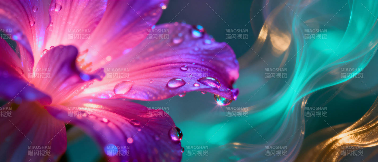 紫花露珠 梦幻光影图片