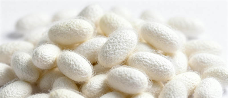 蚕茧堆叠特写图片