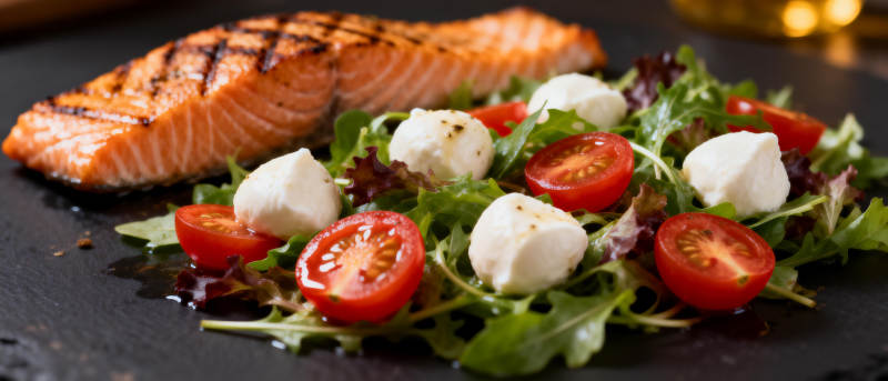 三文鱼配沙拉图片