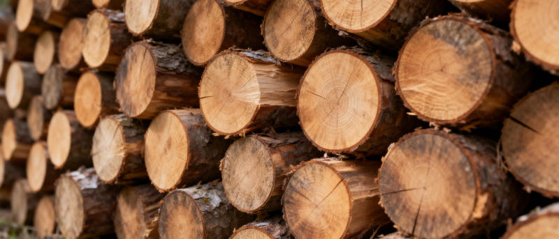 整齐堆放的原木图片