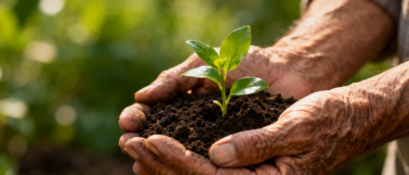 双手捧着幼苗图片