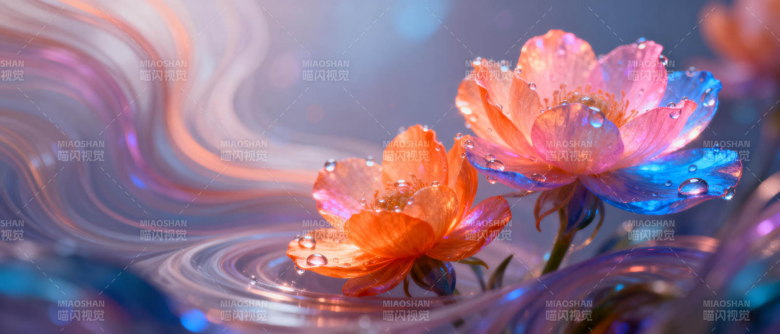 梦幻花影水波图片