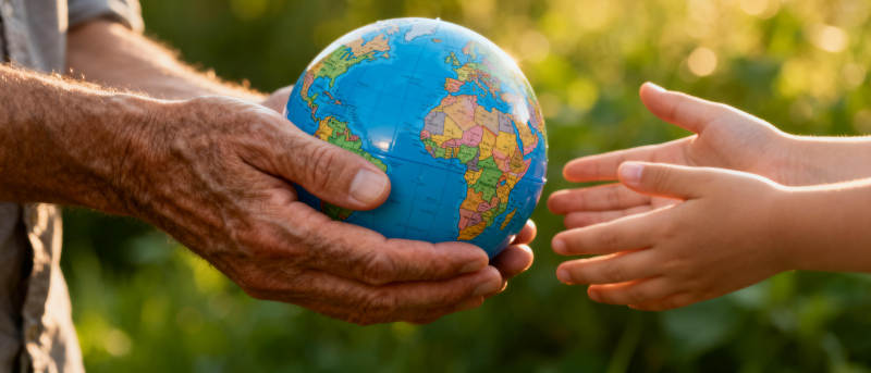 地球在手中传递图片