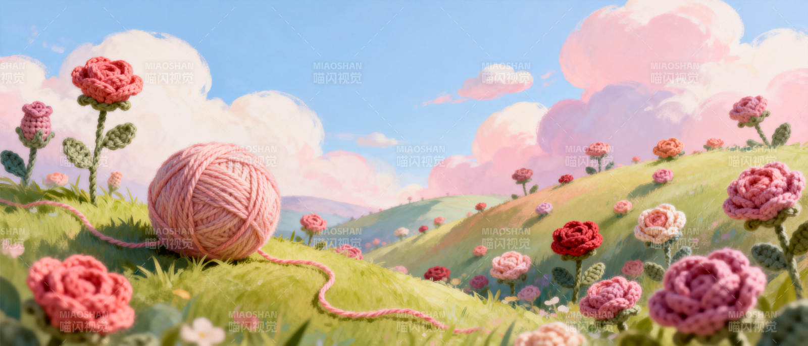 花田里的毛线球图片