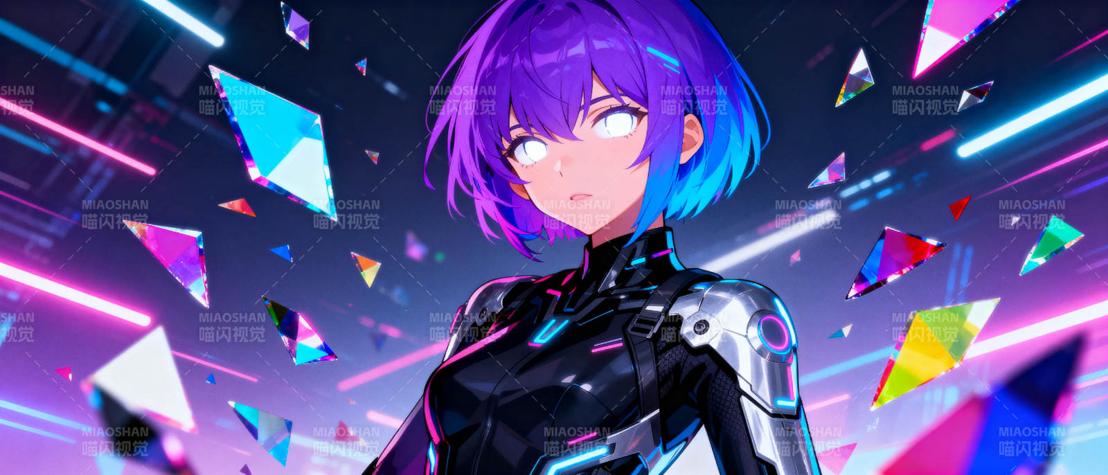 紫发少女科幻风图片