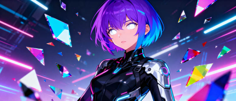 紫发少女科幻风图片