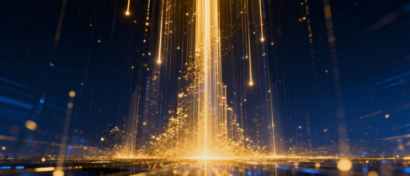 金色光束闪耀夜空图片