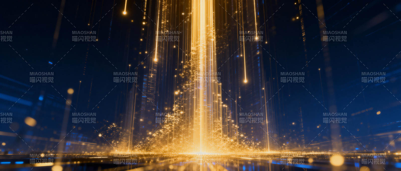 金色光束闪耀夜空图片