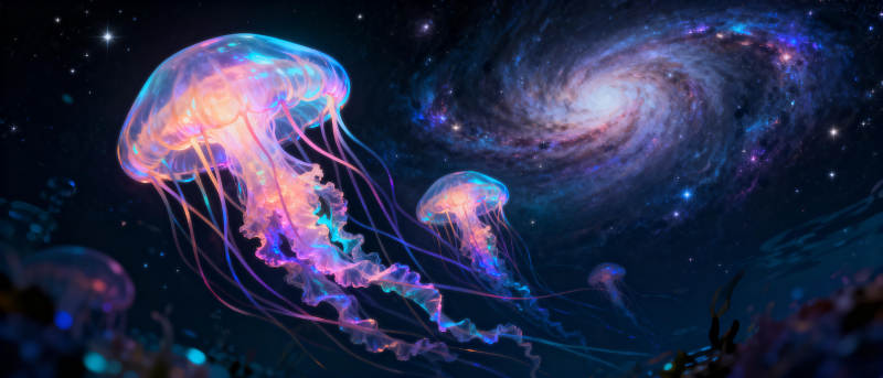 宇宙中的发光水母图片