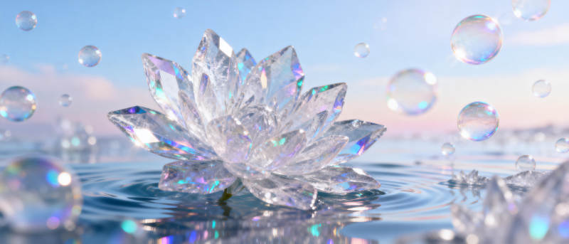 水晶莲花映水光图片