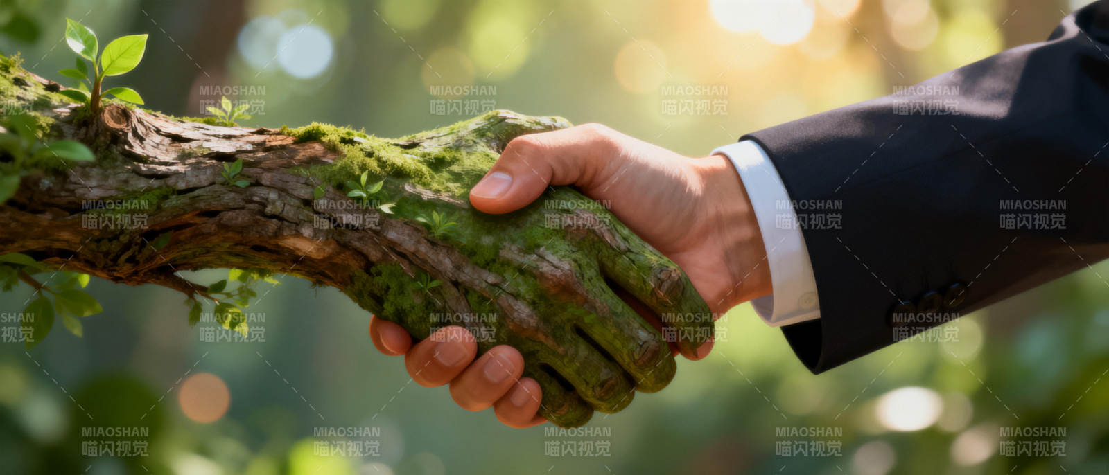 人与自然握手图片
