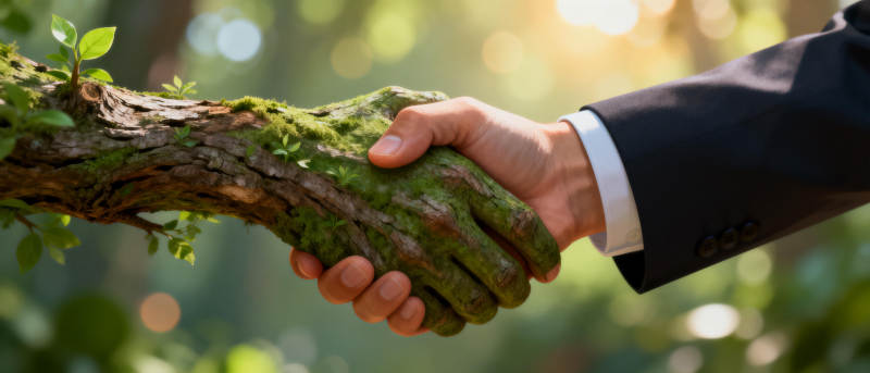 人与自然握手图片