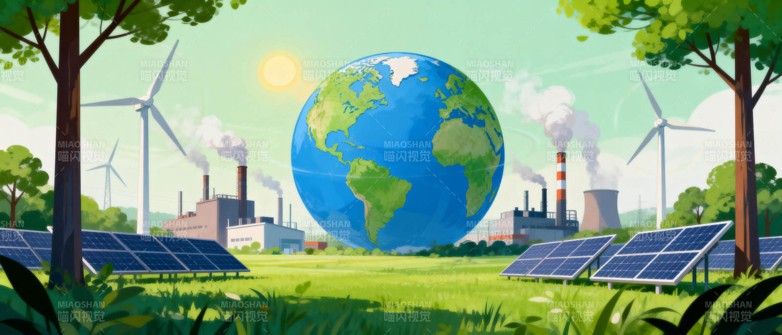 绿色能源守护地球图片