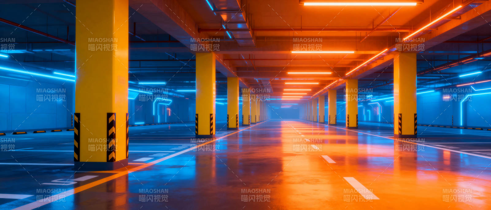 霓虹地下车库图片