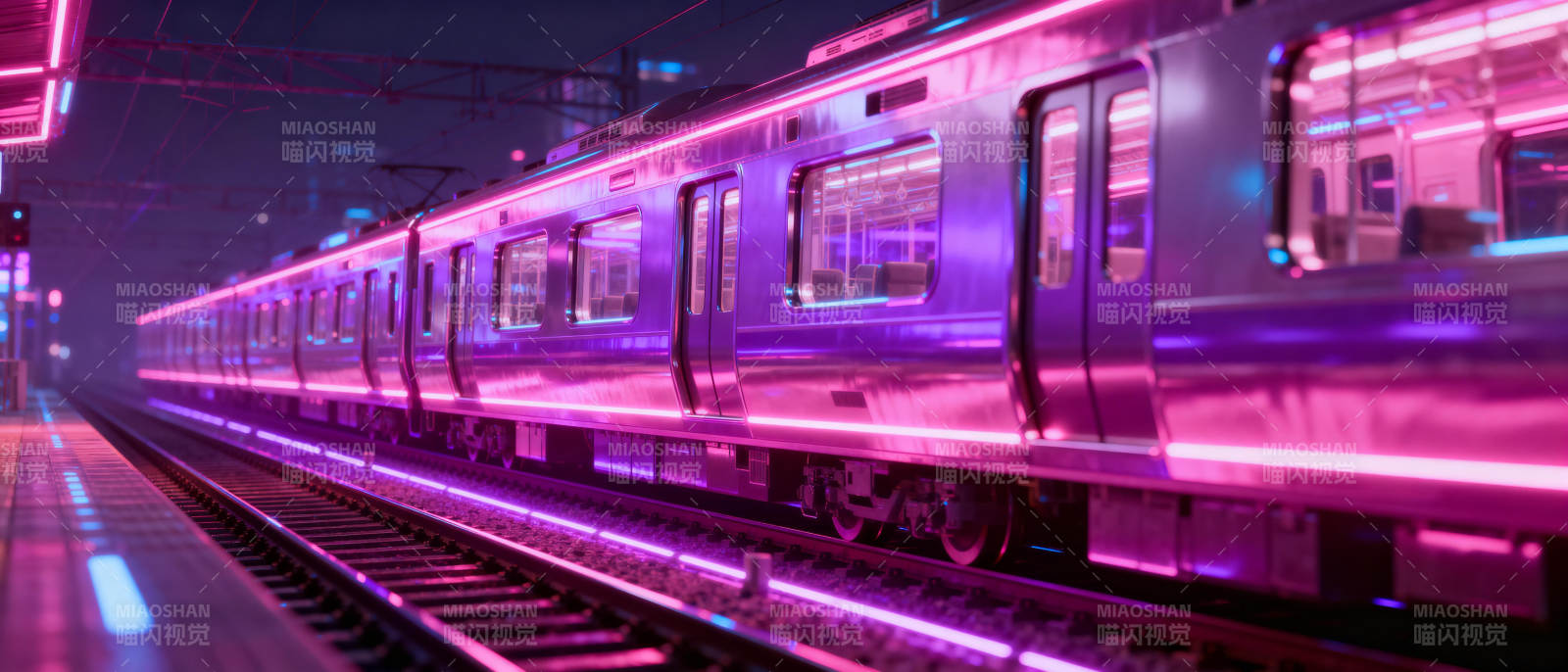 霓虹地铁夜景图片