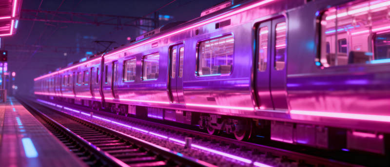 霓虹地铁夜景图片