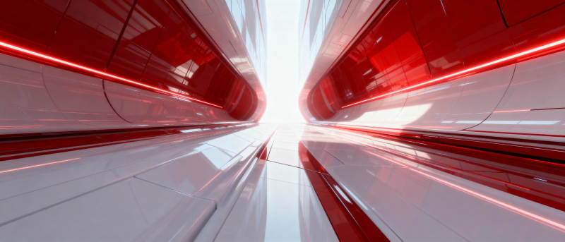 红色隧道光速前行图片