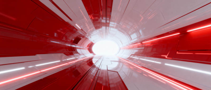 红色隧道光速前行图片