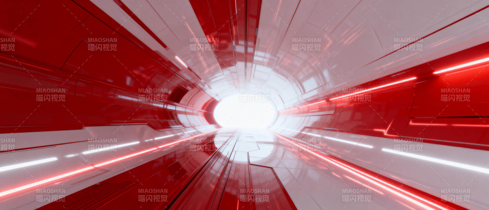 红色隧道光速前行图片