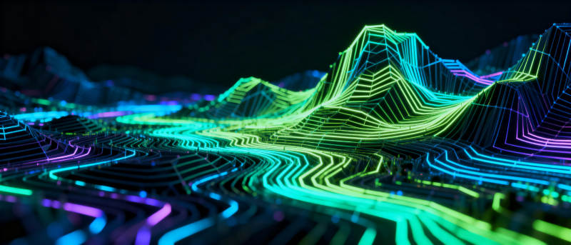 霓虹山峦光影交错图片