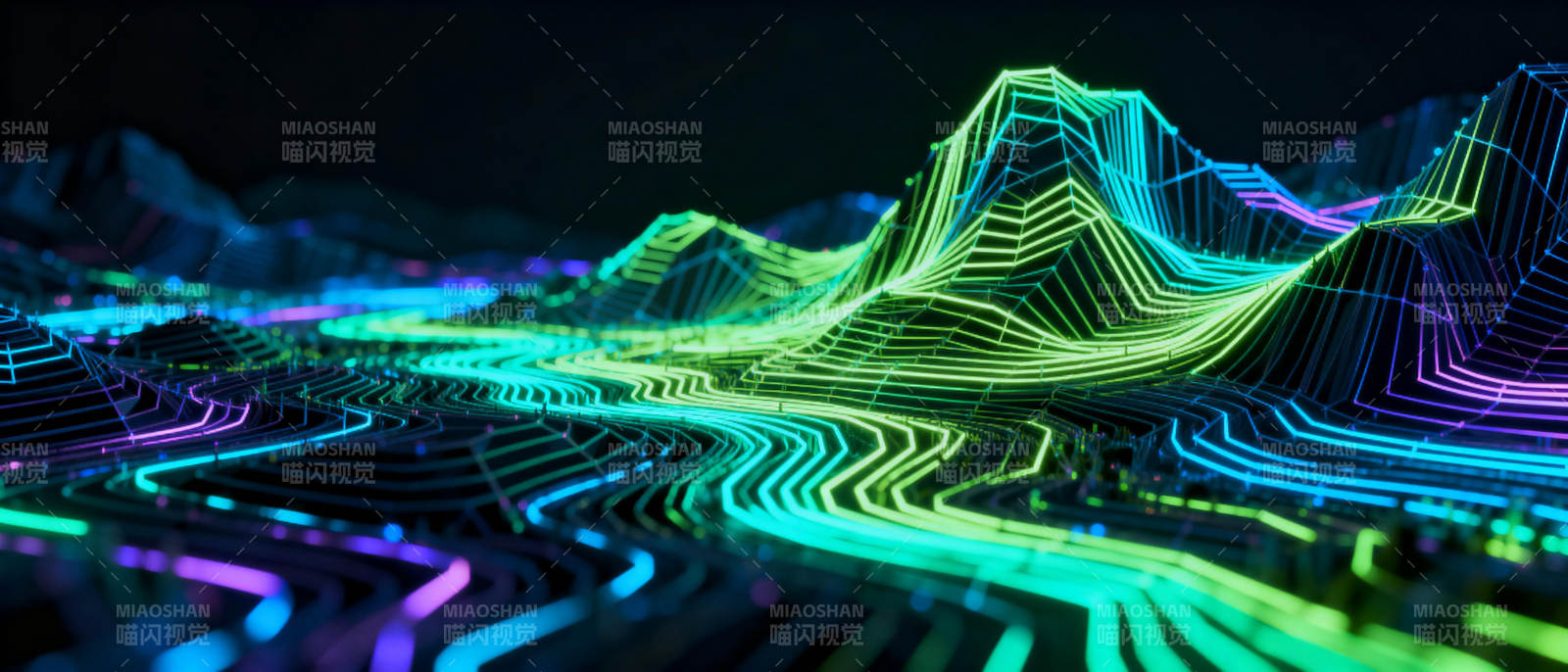 霓虹山峦光影交错图片