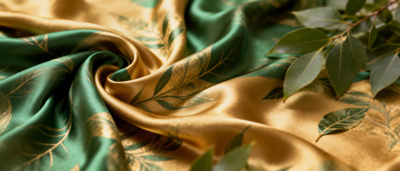 绿金丝缎叶影图片