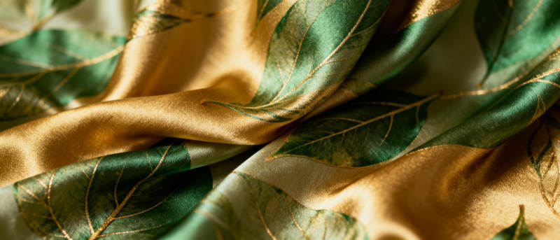 绿叶金丝织物图片