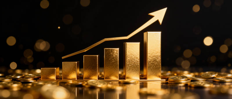 金色增长箭头图片