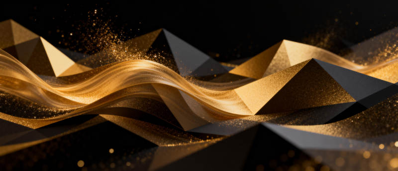 金色波浪几何艺术图片