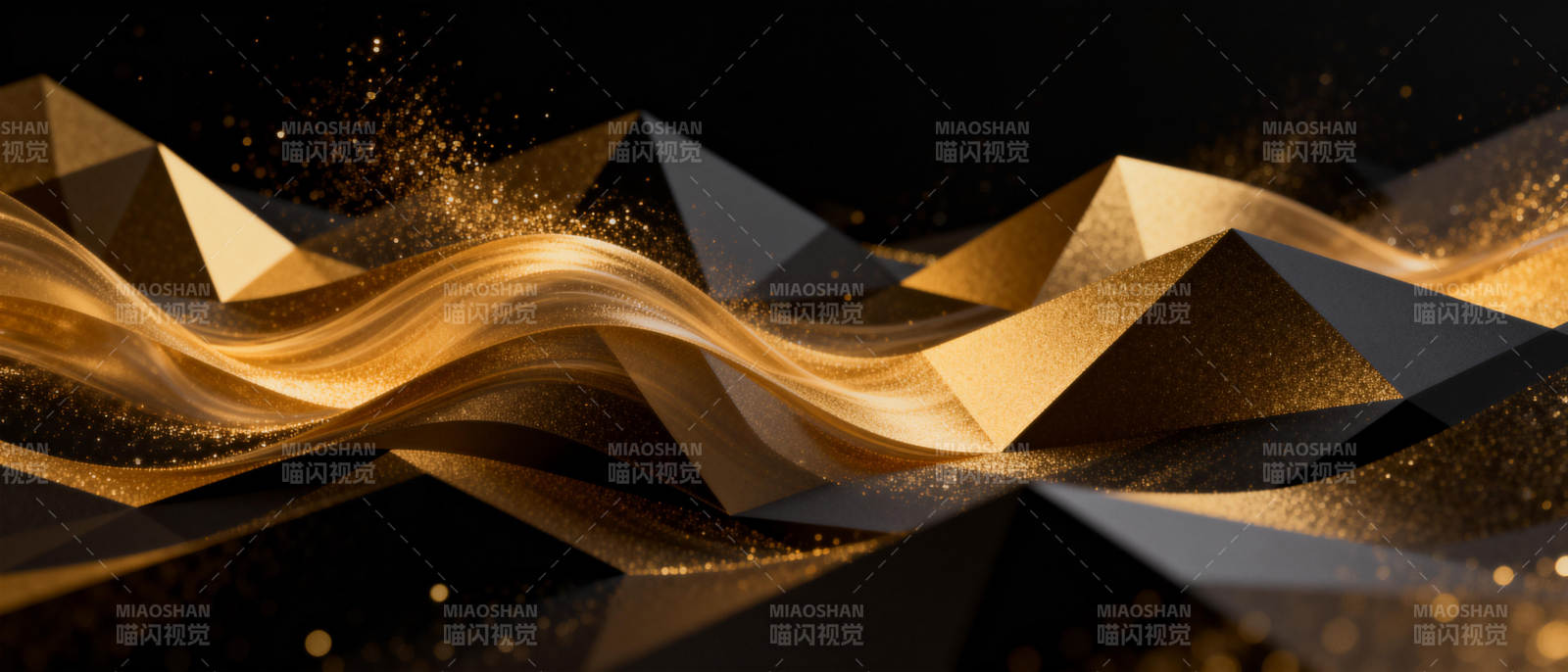 金色波浪几何艺术图片