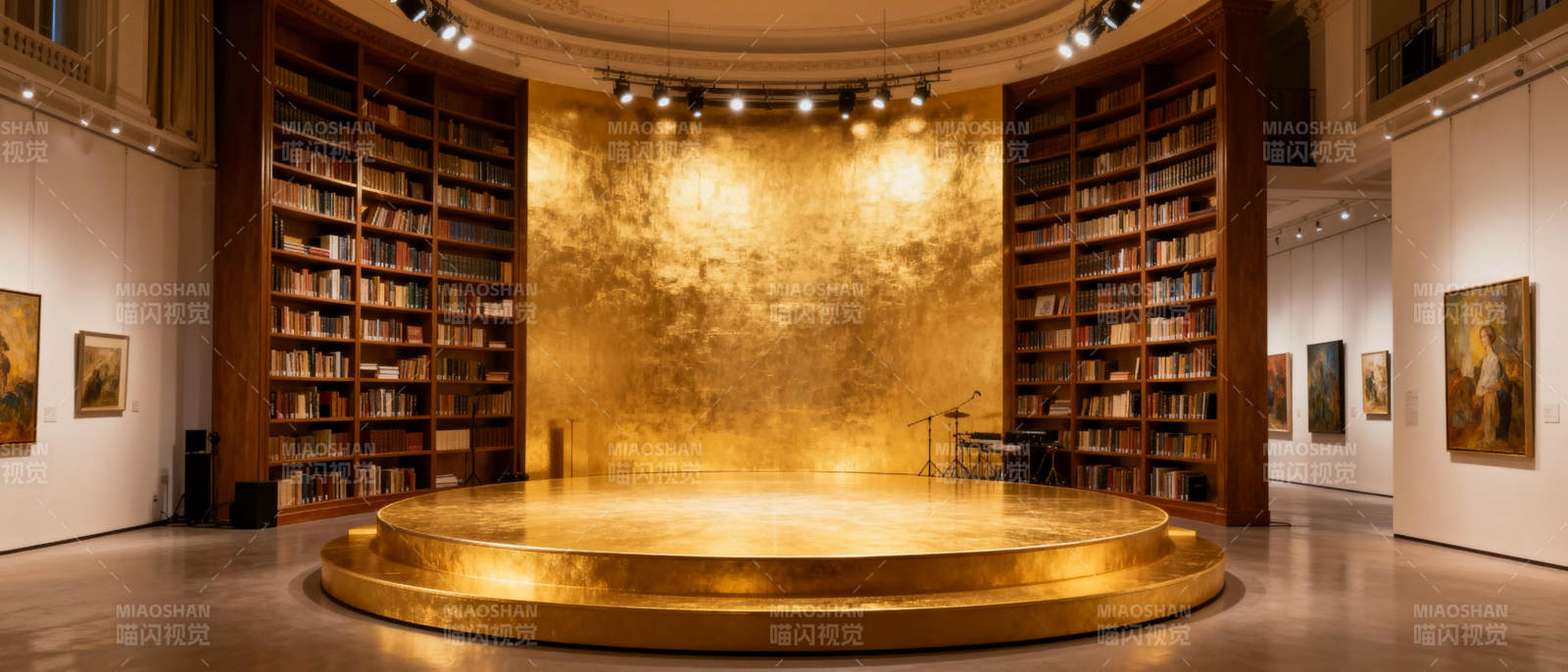 金色舞台书海环绕图片