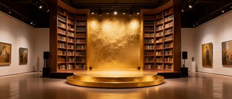 金色书墙展厅图片