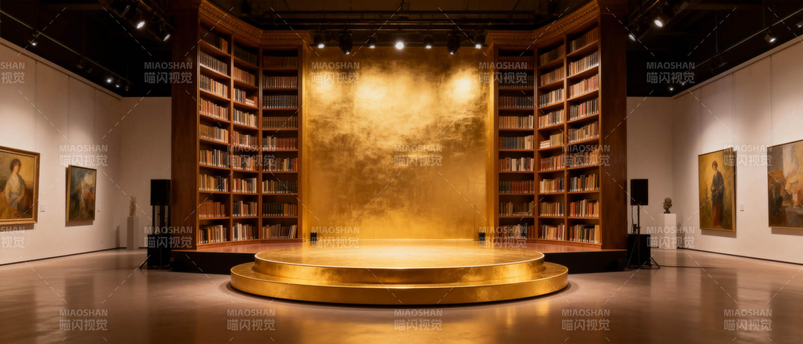 金色书墙展厅图片