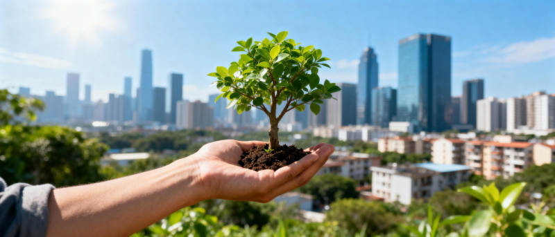 城市绿意 手护未来图片