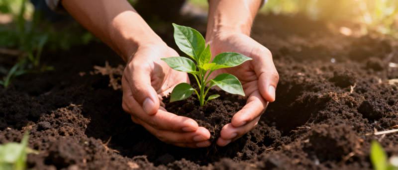 双手呵护幼苗图片