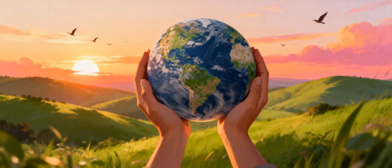 双手托起地球图片