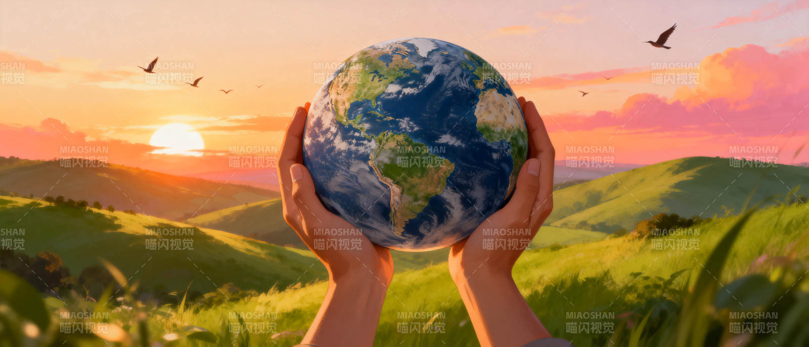 双手托起地球图片