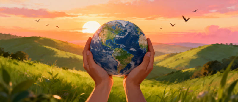 双手托起地球图片