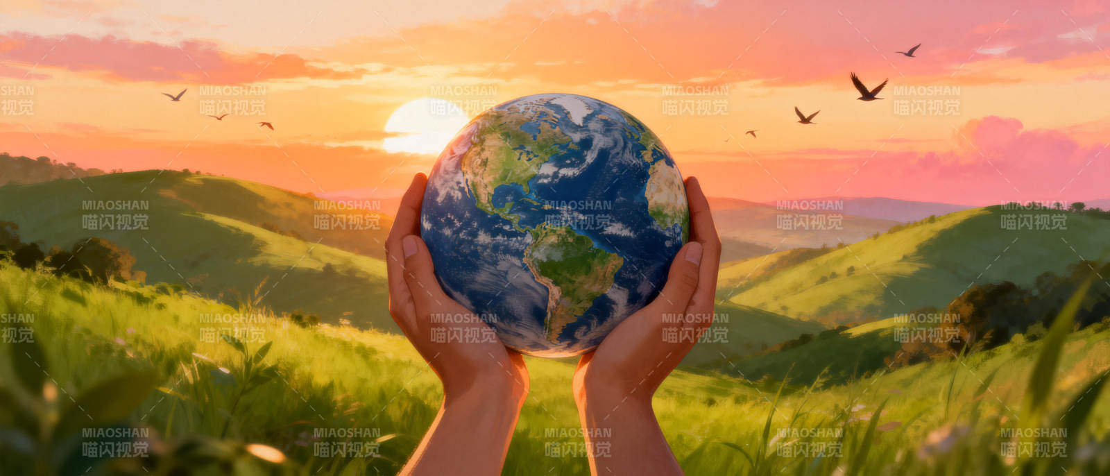 双手托起地球图片