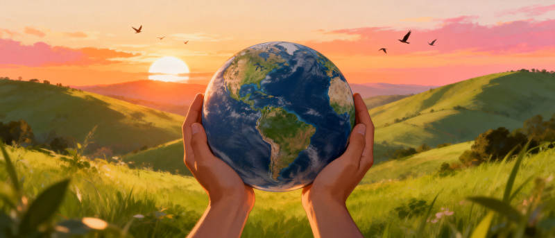 双手托起地球图片