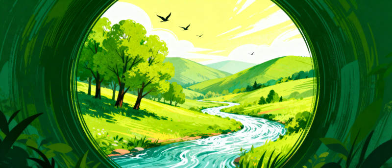 绿野溪流图图片