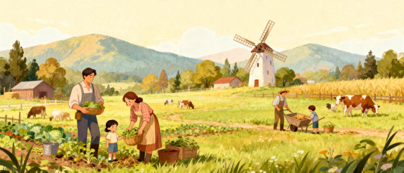 田园耕作图图片