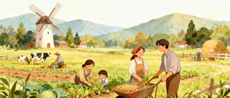 田园耕作图图片