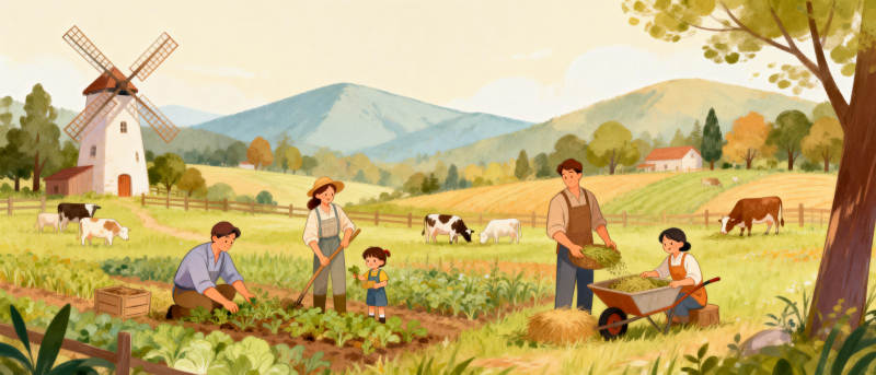 田园耕作图图片