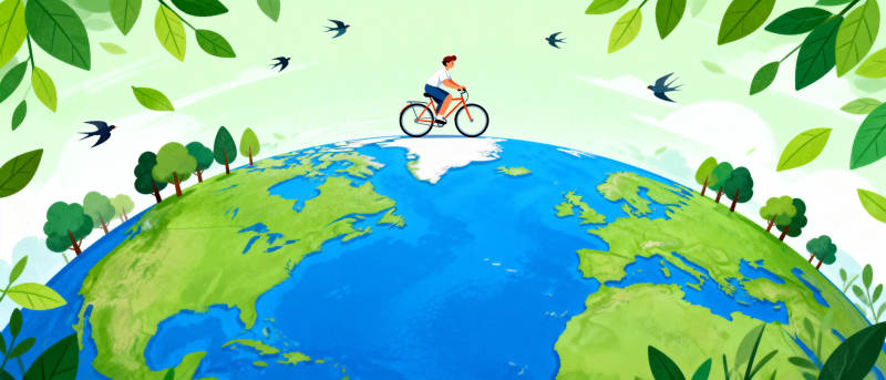 骑车环游地球图片